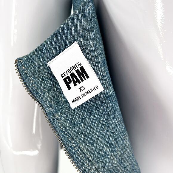 RE/DONE NWT Chambray Gathered Mini Dress Women’s Size XS Summer Casual - Picture 4 of 6